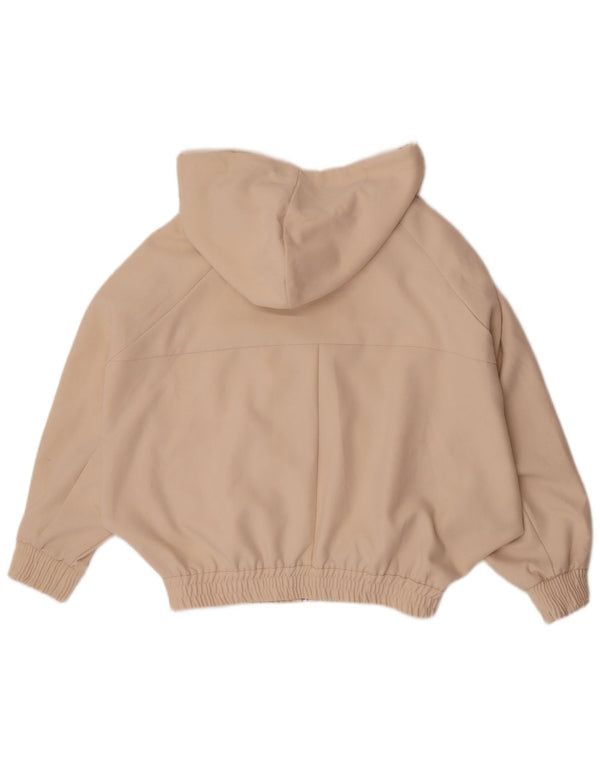 Zara Damen Kapuzenpullover mit 3/4-Ärmeln, Batwing-Reißverschluss, UK 6, XS, Beige, Polyester