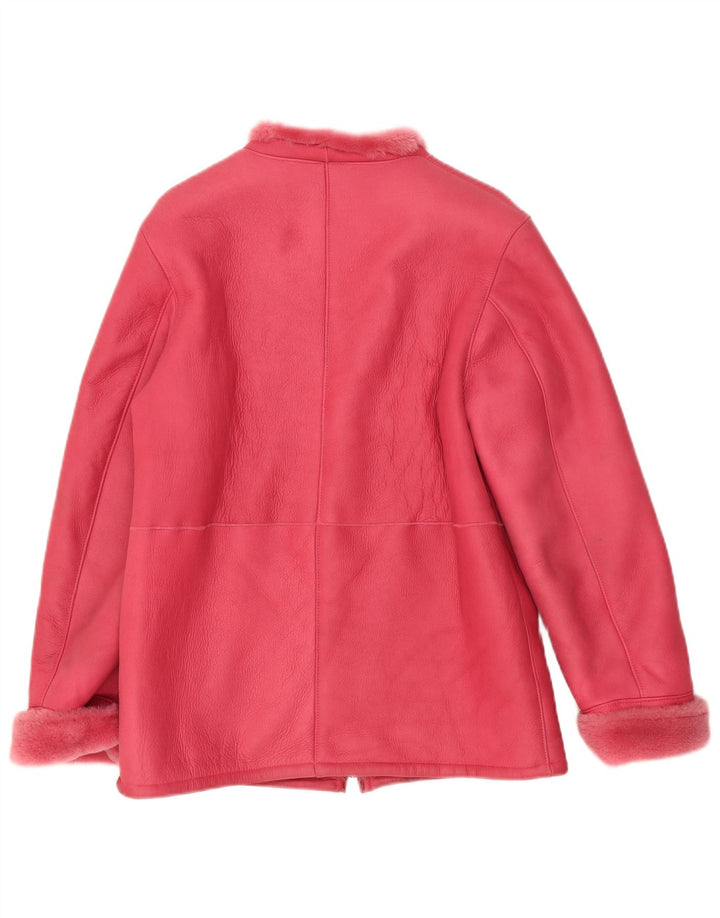 Jake's locker sitzende Shearling-Jacke für Damen, EU 36, kleines rosafarbenes Leder