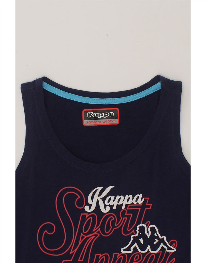 KAPPA Boys Graphic Vest Top 9-10 Years Navy Blue Cotton Vintage Kappa and Second-Hand Kappa from Messina Hembry 