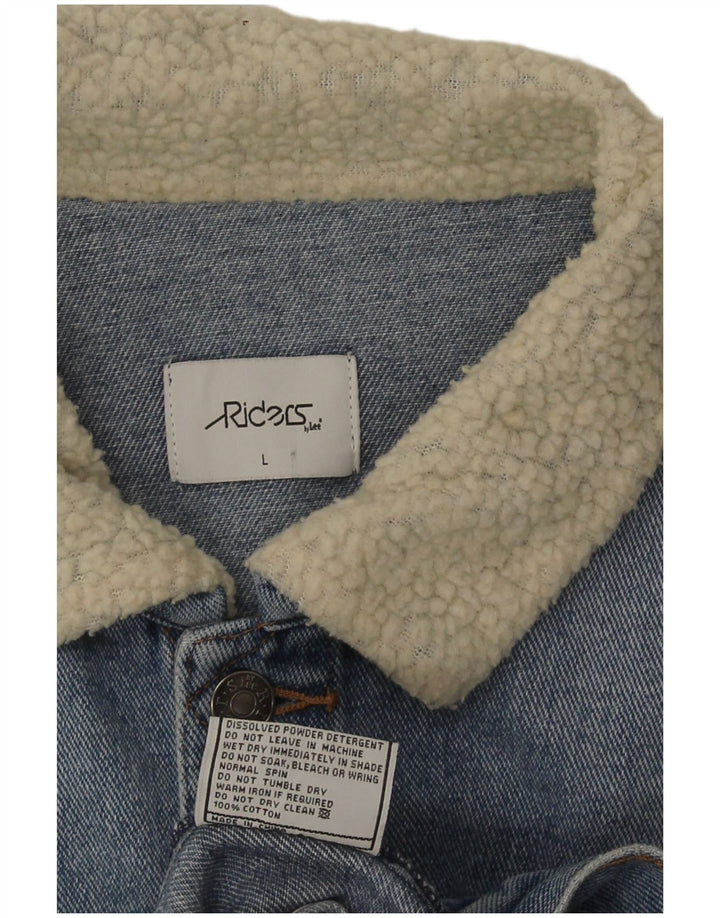 Lee Herren-Jeansjacke „Riders“, UK 40, Größe L, Blau, Colourblock-Baumwolle