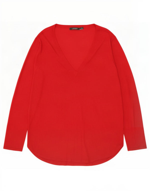 Ralph Lauren Damen Top Langarm UK 20 2XL Rote Seide