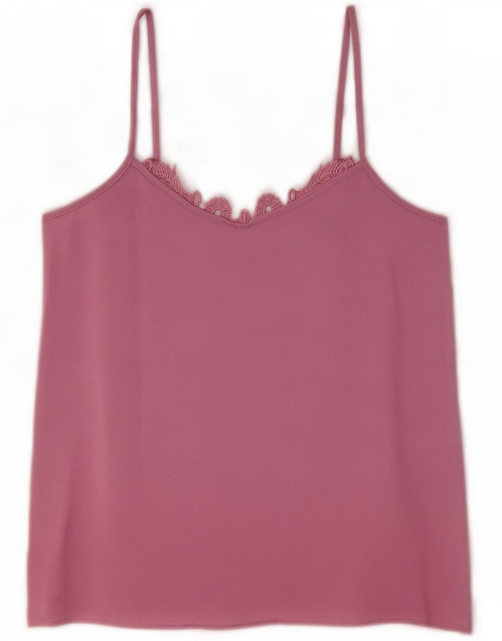 Oasis Damen Crop Cami Top UK 12 Mittelrosa Viskose