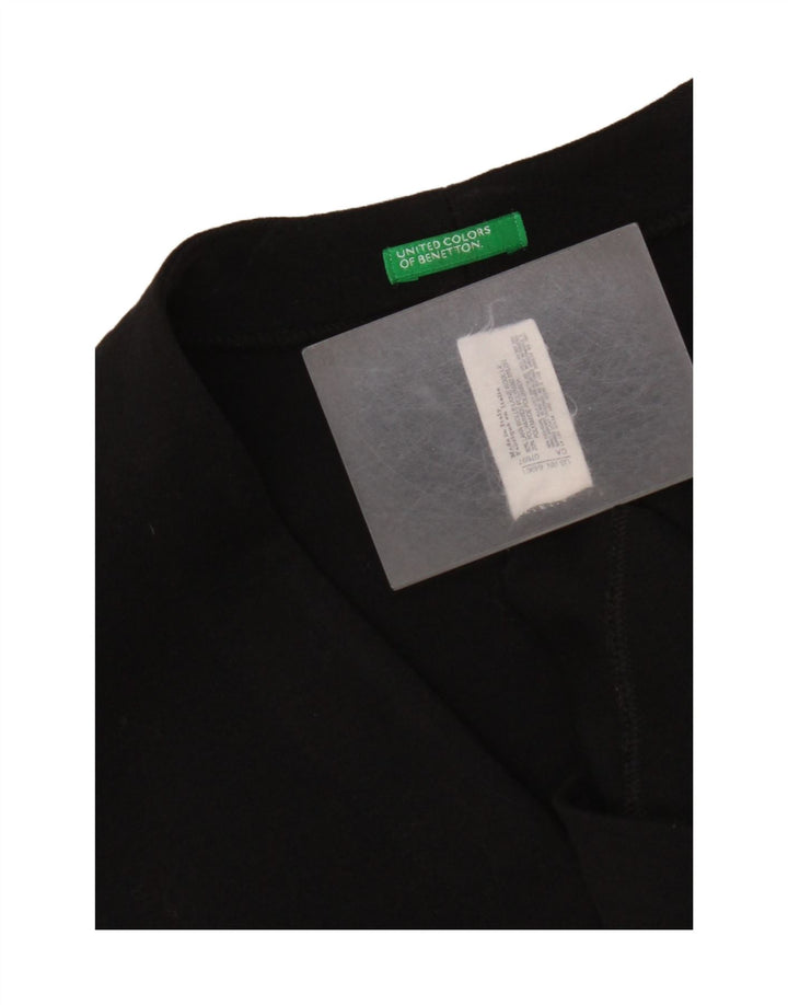 Benetton Damen Longline Open Cardigan Pullover UK 14 Mittelschwarze Wolle