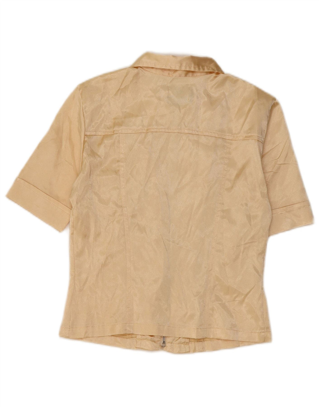 Easy Damen Crop Kurzarm-Hemdbluse UK 10 Small Beige Polyester