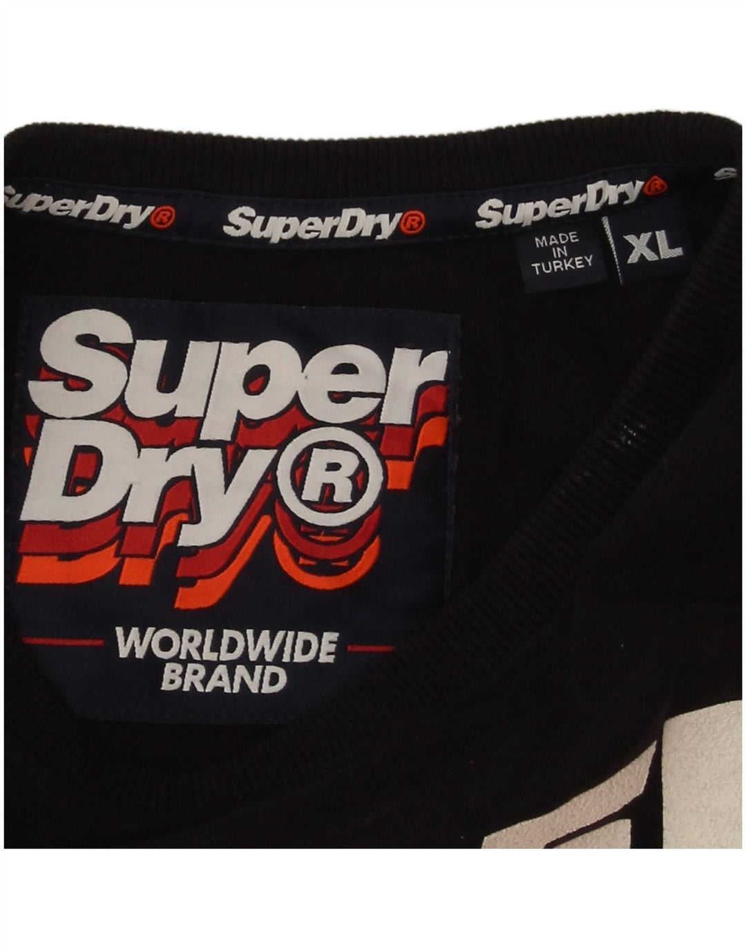 Superdry Damen Graphic Top Langarm UK 18 XL Schwarz Baumwolle