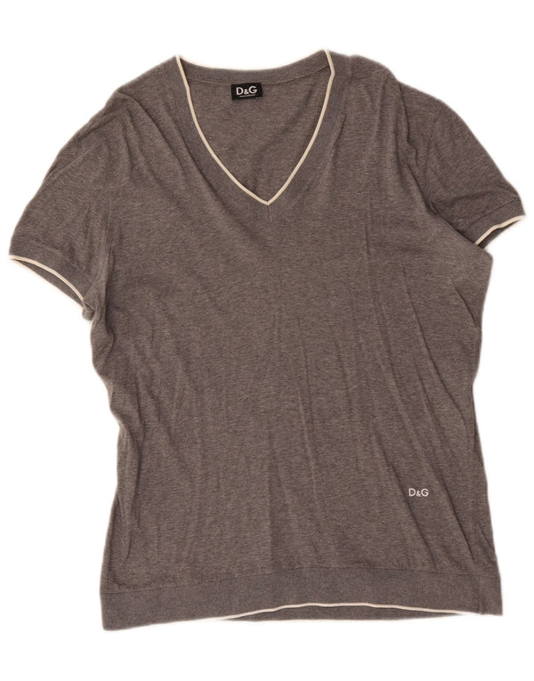 Dolce & Gabbana Herren T-Shirt-Oberteil aus mittelgrau gesprenkelter Baumwolle
