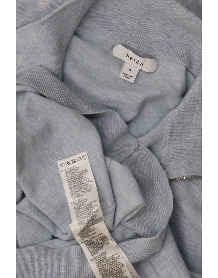 Reiss Herren-Pullover mit Reißverschluss am Hals, kleine blaue Baumwolle