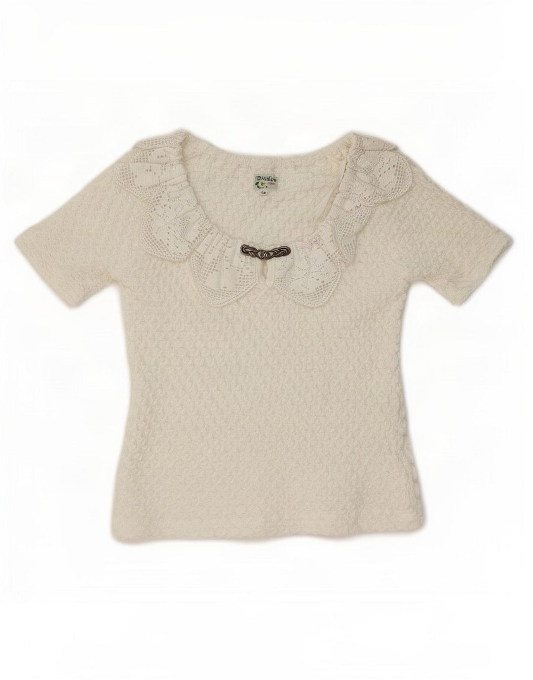 Distler Damen Bluse Top EU 36 Small Weiße Baumwolle