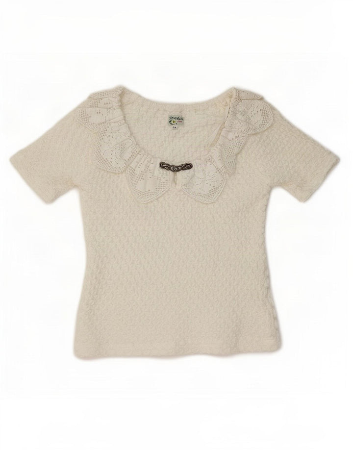 Distler Damen Bluse Top EU 36 Small Weiße Baumwolle