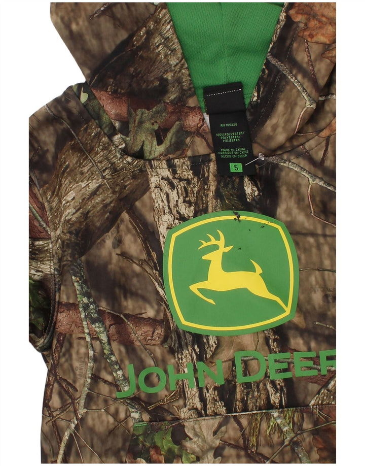 John Deere Kapuzenpullover mit Grafik für Jungen, 4–5 Jahre, Khaki-Tarnmuster, Polyester
