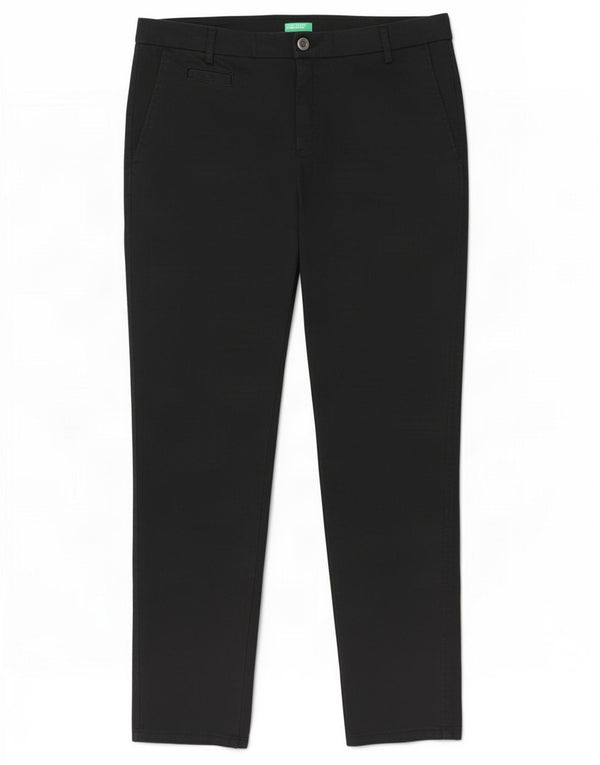 Benetton Damen Slim Chino Hose UK 12 Medium W32 L27 Schwarz Baumwolle