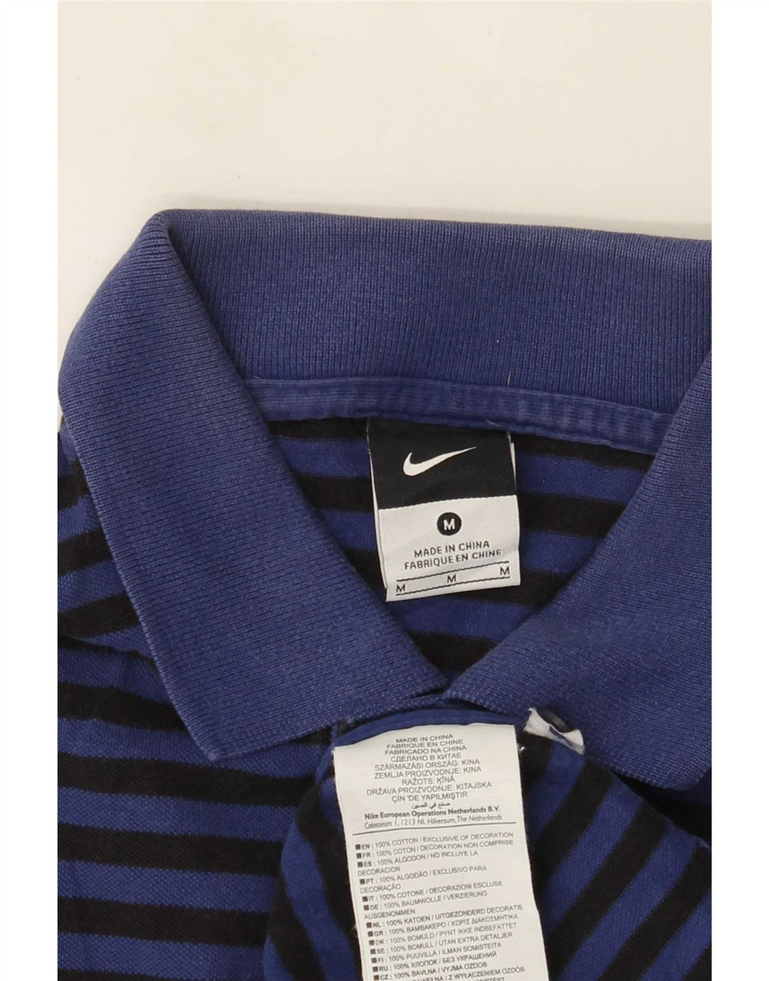 Nike Herren Inter Mailand Poloshirt Mittelgroße marineblaue gestreifte Baumwolle