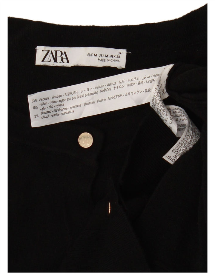 Zara Damen-Cardigan-Pullover UK 12 Mittelschwarze Viskose