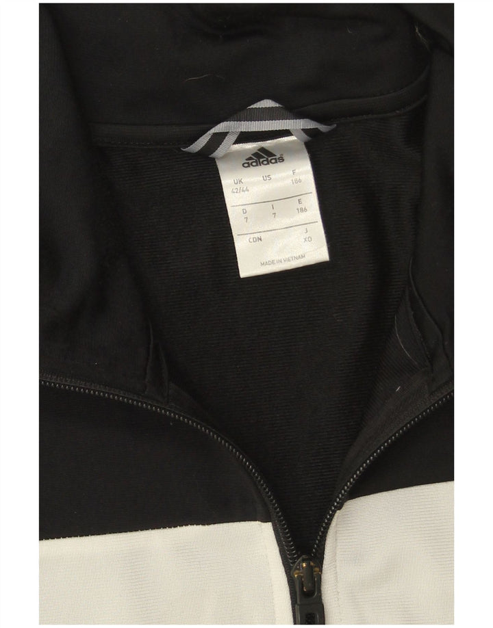 Adidas Herren-Trainingsanzugoberteil, UK-Größe 42/44, großes schwarzes Colourblock-Polyester