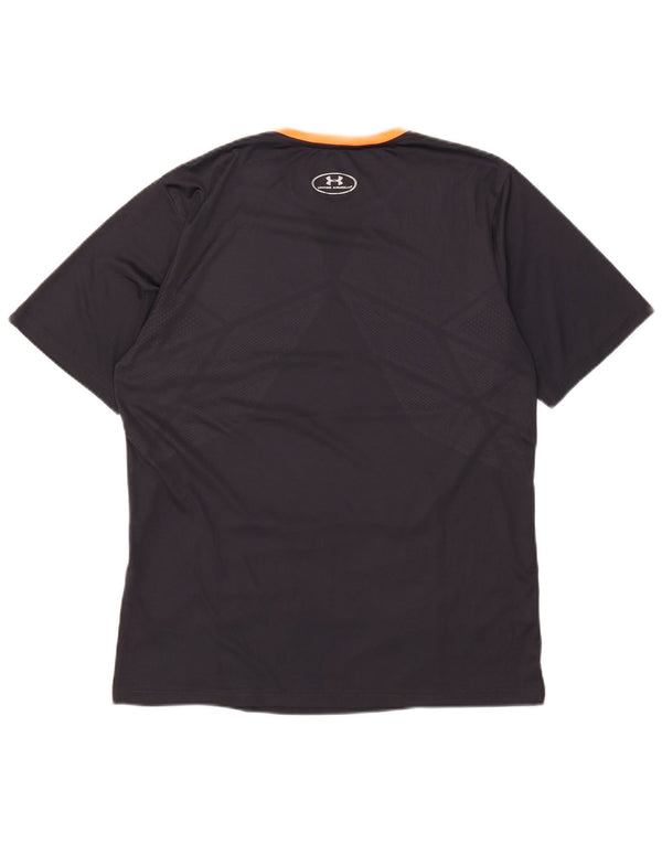 Under Armour Mens Heat Gear T-Shirt Top XL Navy Blue Colourblock Polyester