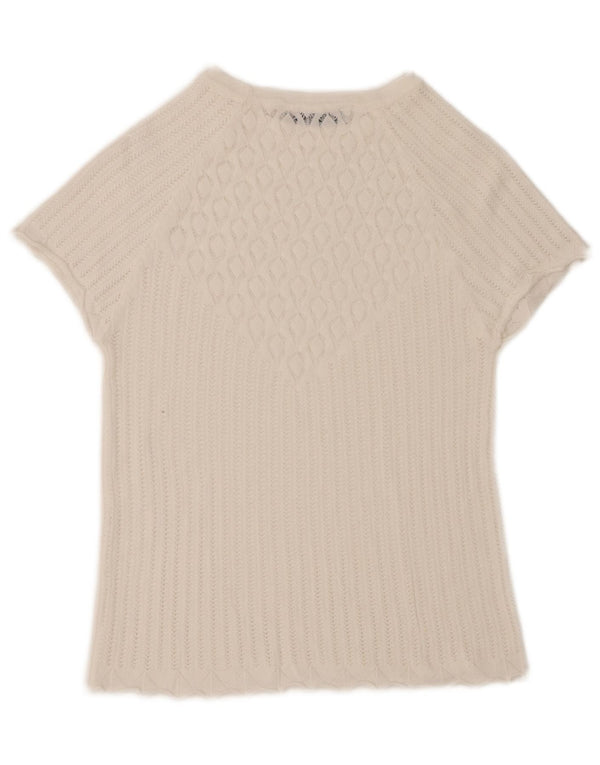 Zara Damen Bluse Top UK 12 Mittelweiß
