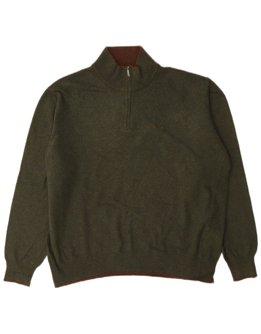 Fila Herren-Pullover mit Reißverschluss am Hals, große grüne Wolle