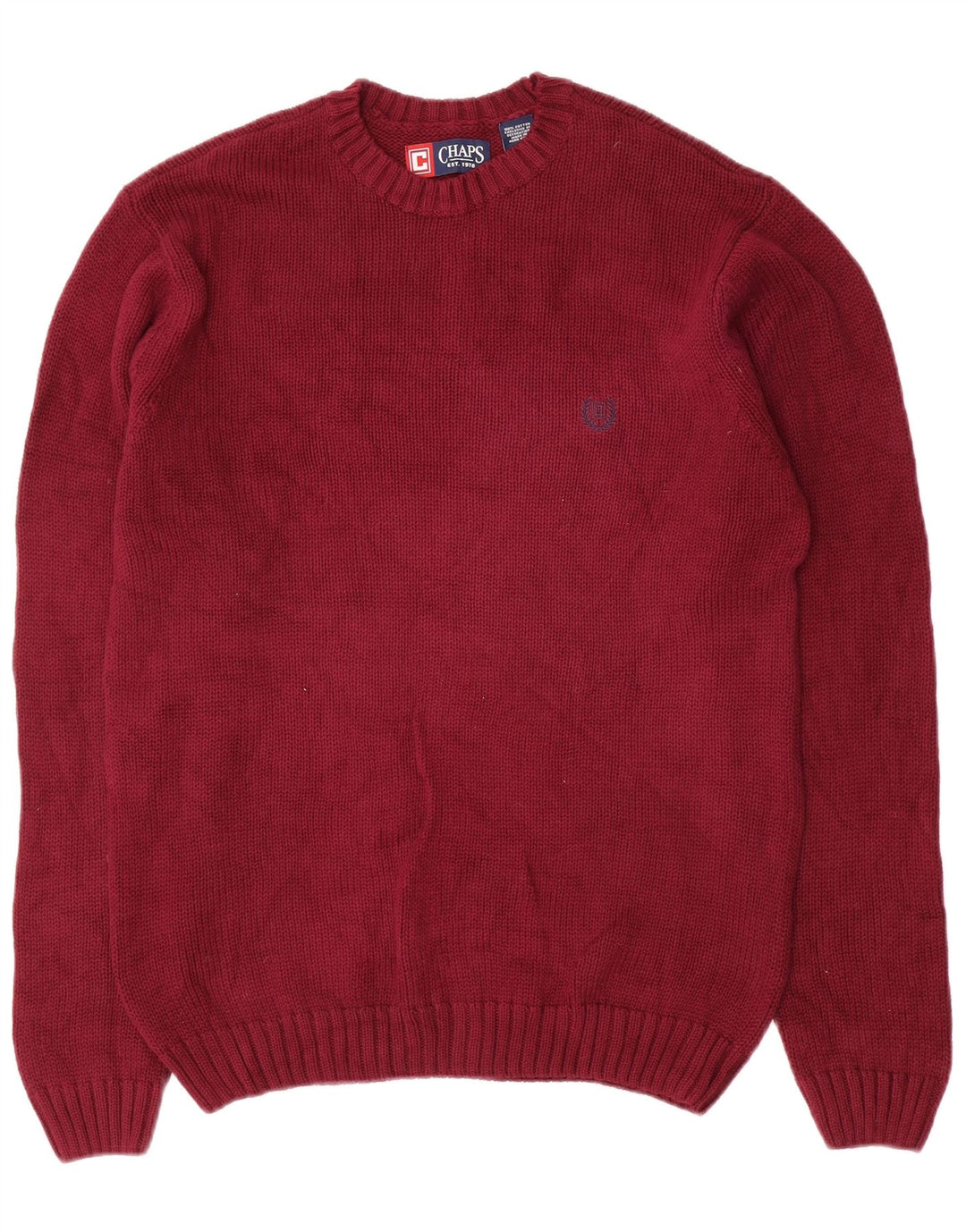 Chaps Herren-Pullover mit Rundhalsausschnitt, Größe S, Burgunderrot