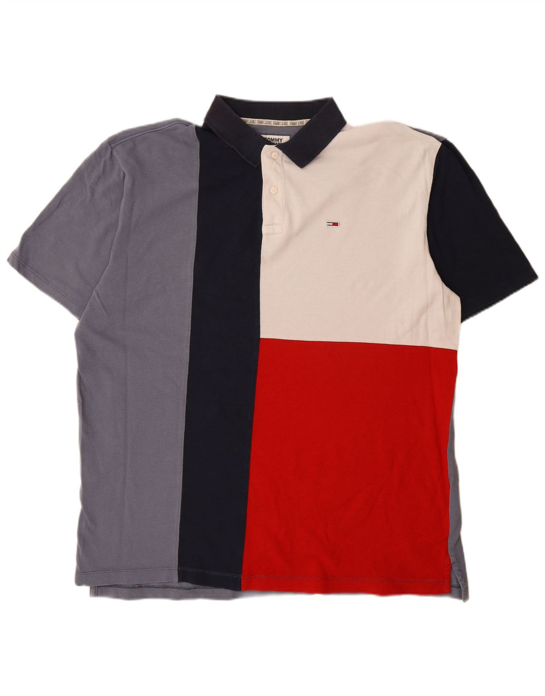 TOMMY HILFIGER Herren Poloshirt 2XL Mehrfarbige Colourblock-Baumwolle