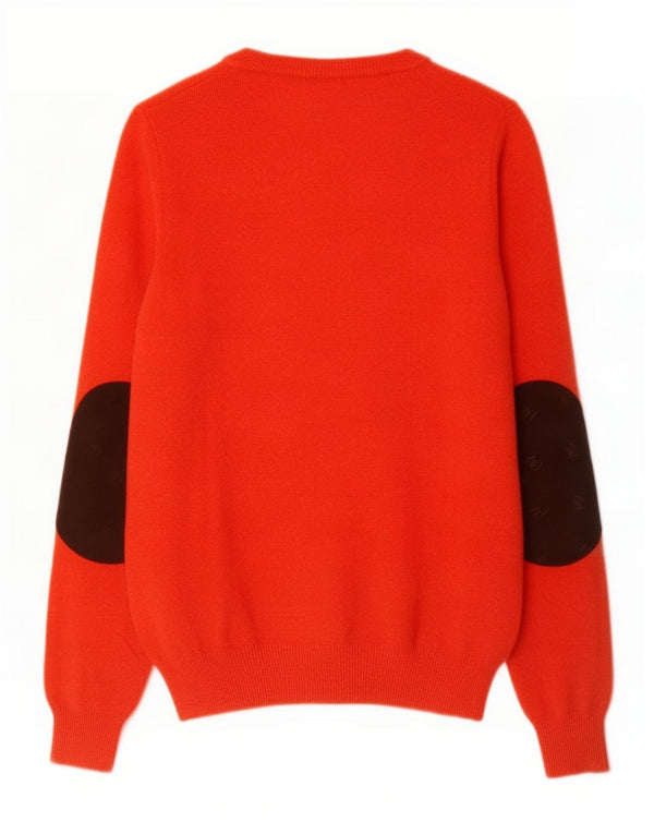 Fay Jungen-Pullover mit V-Ausschnitt, 11–12 Jahre, orangefarbene Blockfarben-Schurwolle