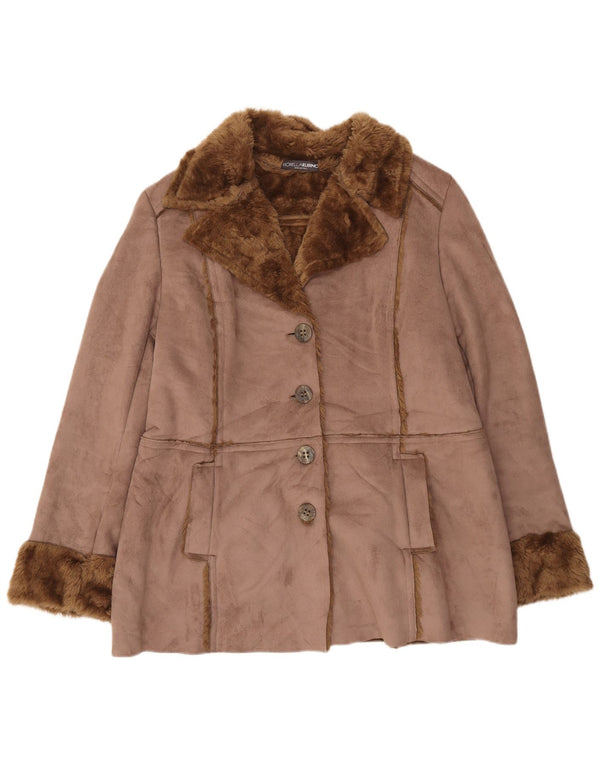 Fiorella Rubino Damen Sherpa Jacke UK 20 2XL Braun Acryl