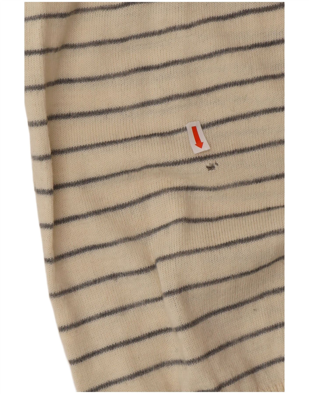 DATCH Herren-Pullover mit V-Ausschnitt, XL, gebrochenes Weiß, gestreift, Acryl