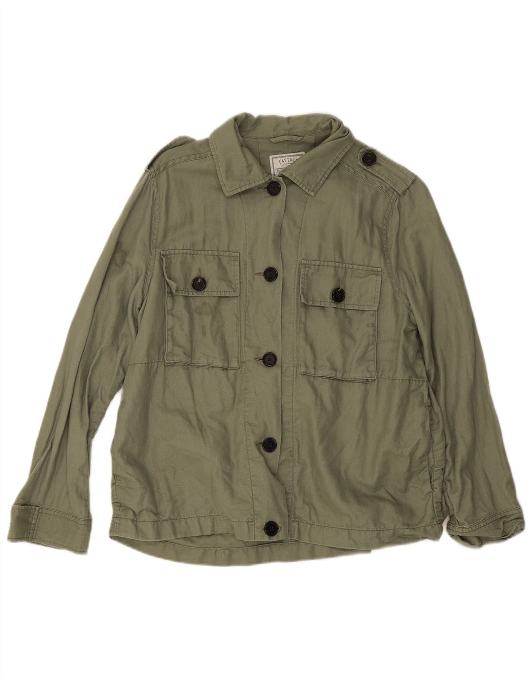 Fat Face Damen Übergroße Militärjacke UK 8 Small Grünes Leinen