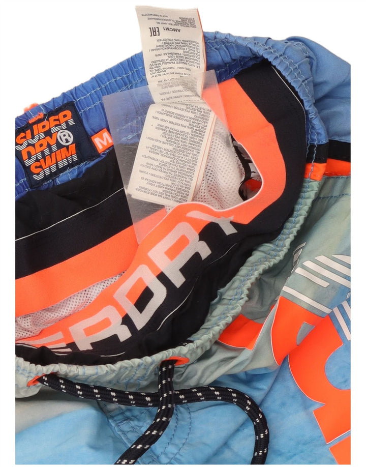 Superdry Herren-Badeshorts mit Grafik, mittelblau, gestreift, Polyester