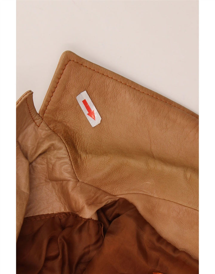 Society Womens Crop 2 Button Blazer Jacke UK 12 Mittelbraunes Leder