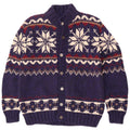 Vintage Herren Cardigan Pullover Mittelblau Fair Isle