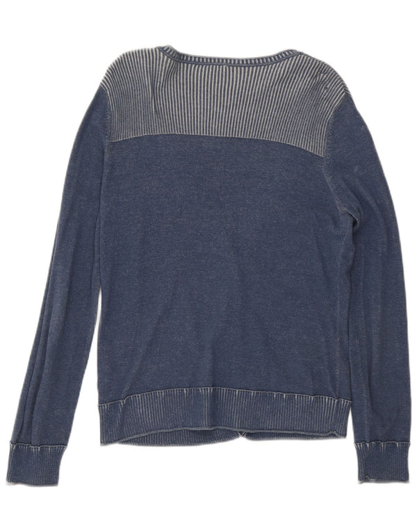 Esprit Damen-Cardigan-Pullover UK 18 XL Blaue Nadelstreifen-Baumwolle