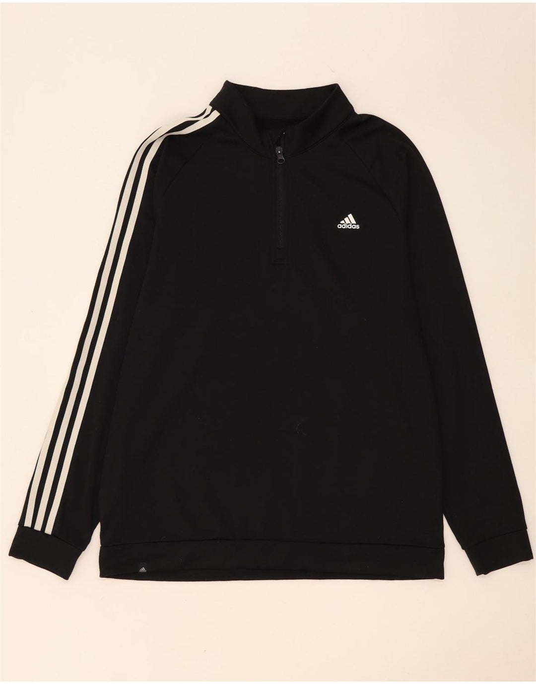 Adidas Herren-Sweatshirt mit Reißverschluss am Hals, groß, aus schwarzem Polyester