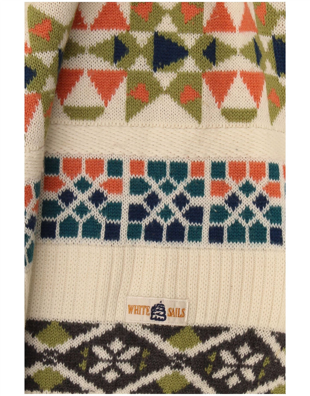 White Sails Herren-Pullover mit Rundhalsausschnitt, groß, beige, geometrisch