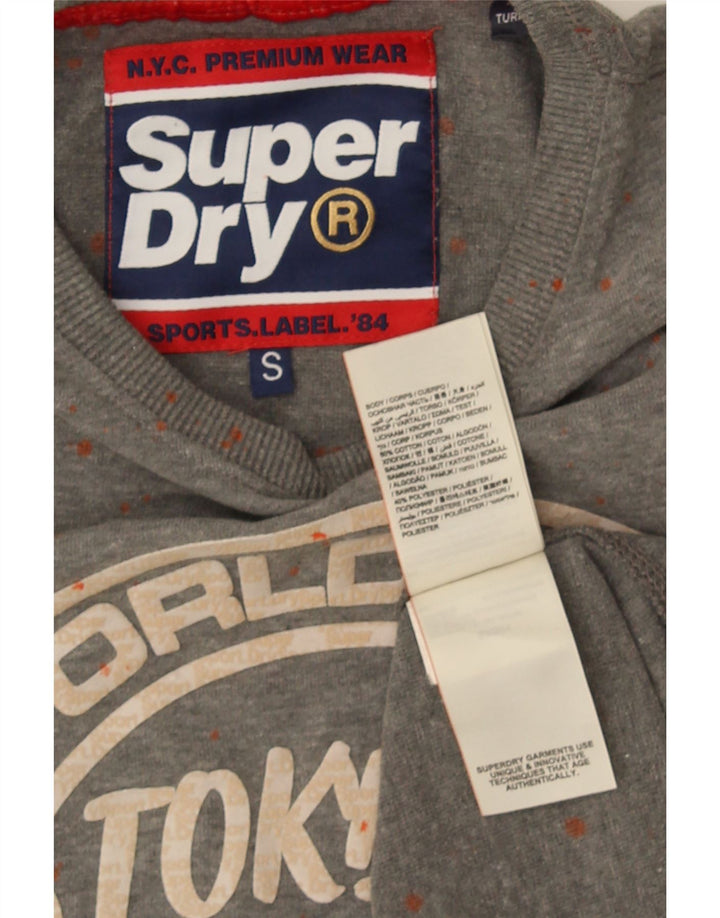 Superdry Herren-T-Shirt mit Grafik, Größe S, grau gepunktete Baumwolle