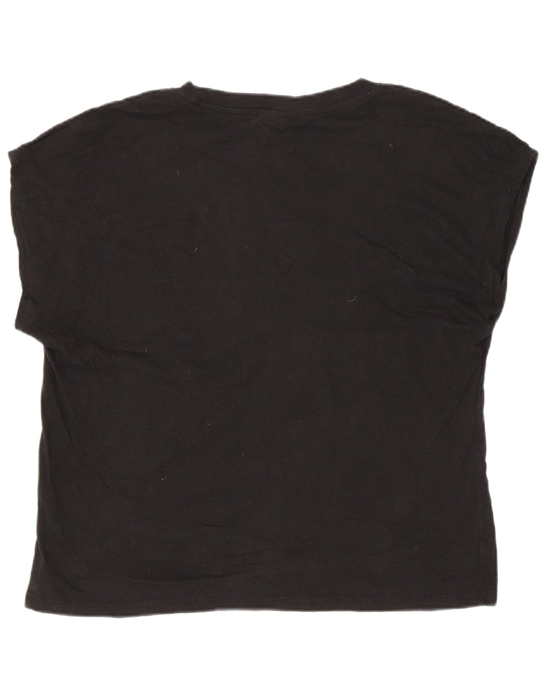 Zara Damen T-Shirt Top UK 14 Medium Schwarz Baumwolle