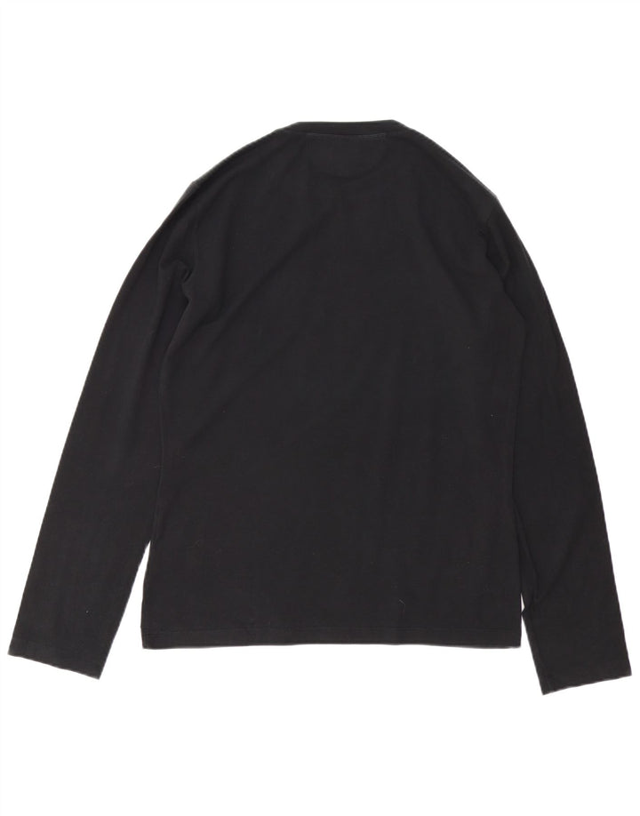 Armani Jeans Herren-Top, langärmelig, mittelschwarz, Baumwolle