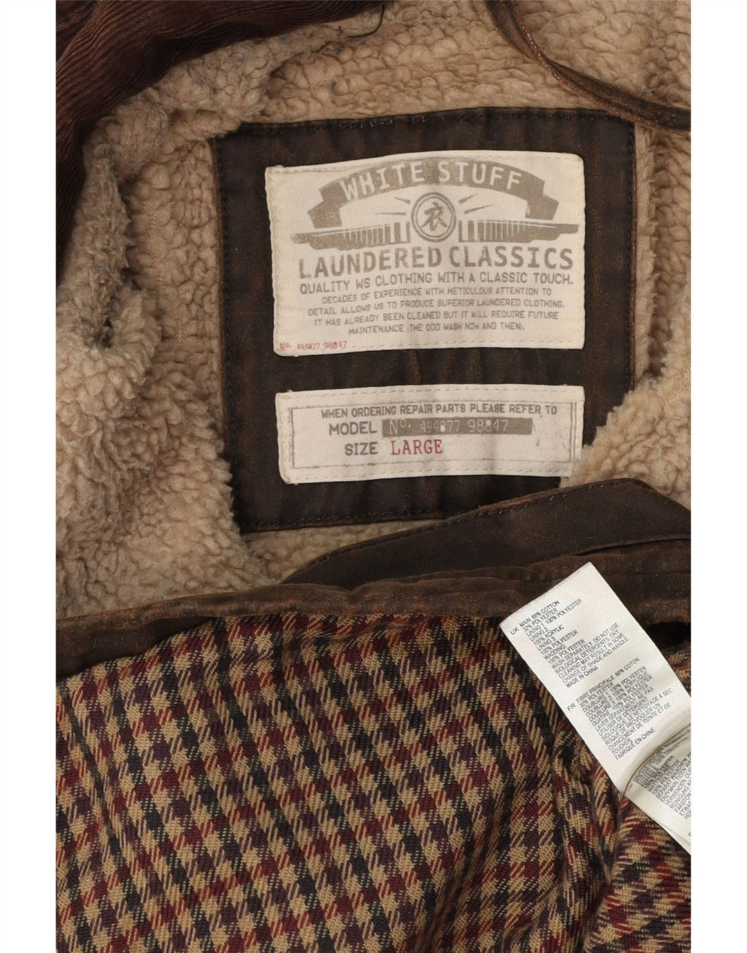 WHITE STUFF Herrenjacke aus gewachster Baumwolle, UK 40, große braune Baumwolle