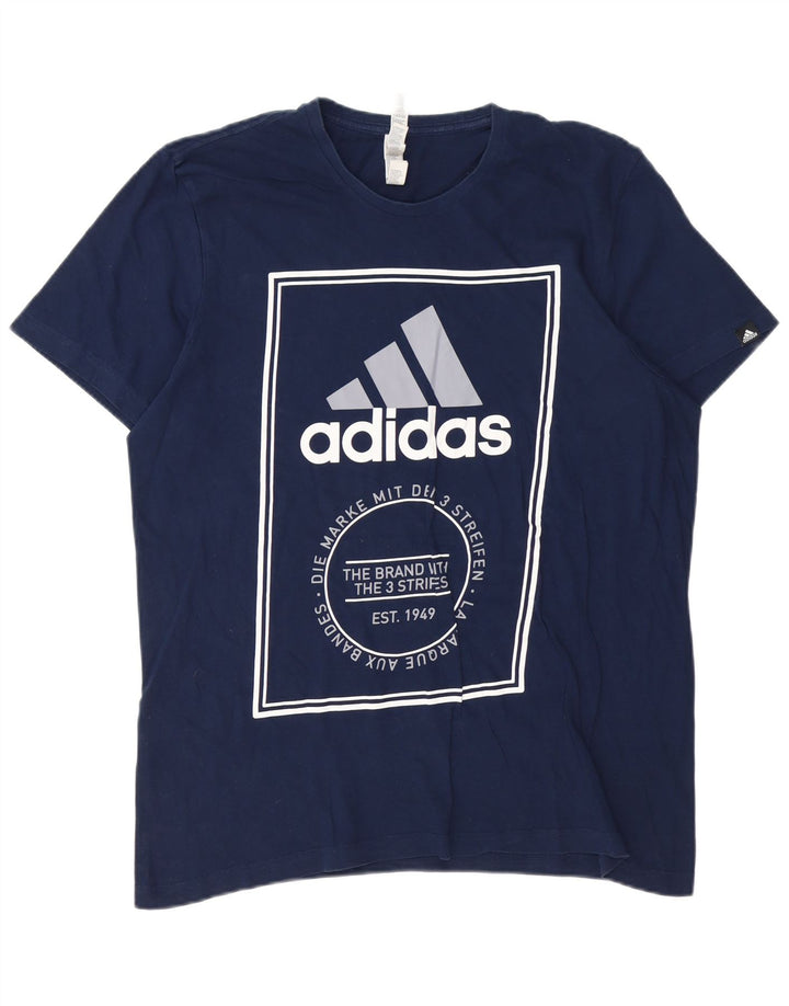 ADIDAS Herren T-Shirt mit Grafik, groß, marineblau, Baumwolle