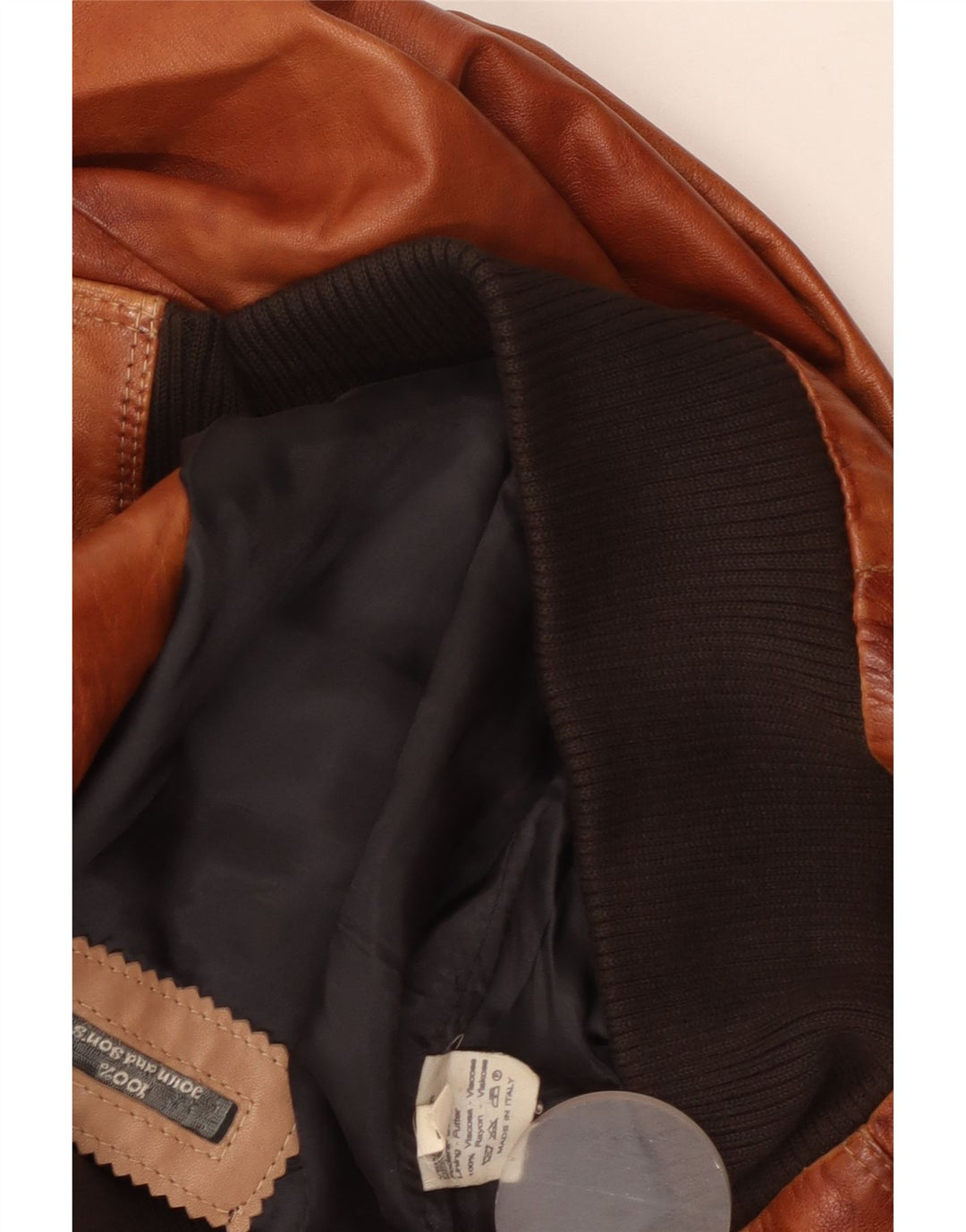 Vintage Herren Lederjacke UK 38 Mittelbraune Viskose