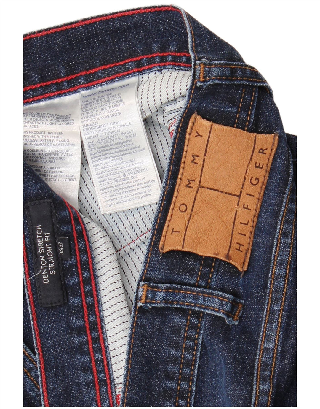 TOMMY HILFIGER Herren Denton Straight Jeans W38 L32 Marineblaue Baumwolle