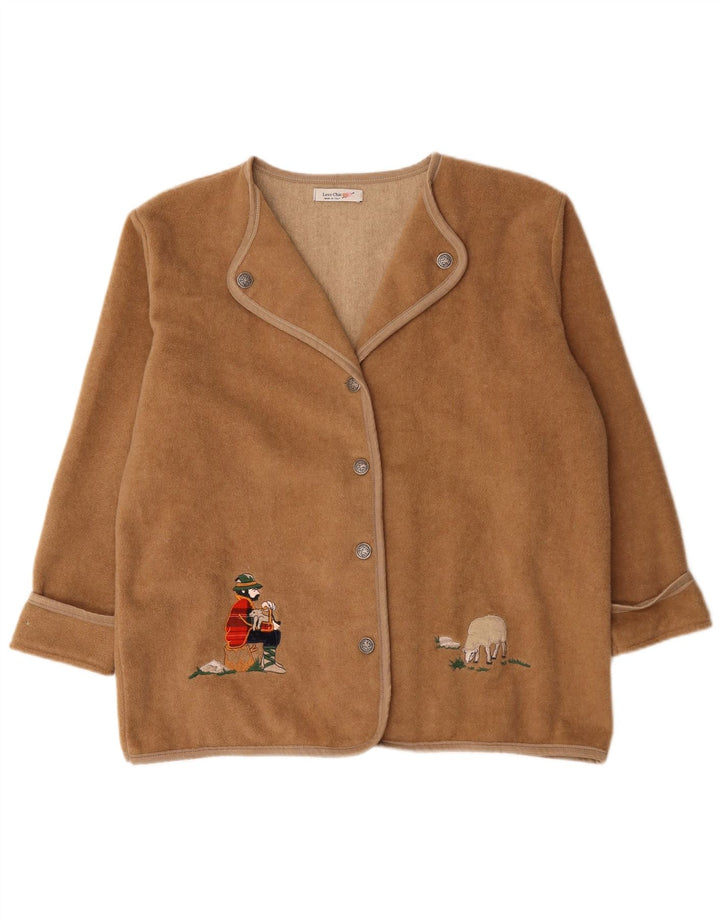 Vintage Damen grafische übergroße Blazerjacke UK 18 XL Beige Wolle