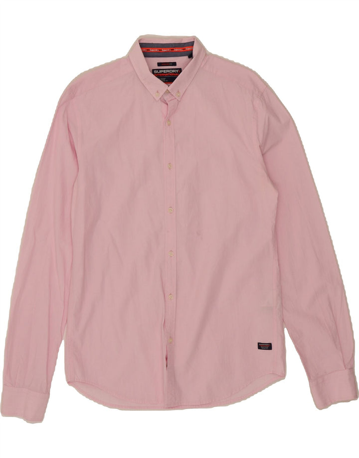 SUPERDRY Mens Regular Fit Shirt Medium Pink Cotton Vintage Superdry and Second-Hand Superdry from Messina Hembry 