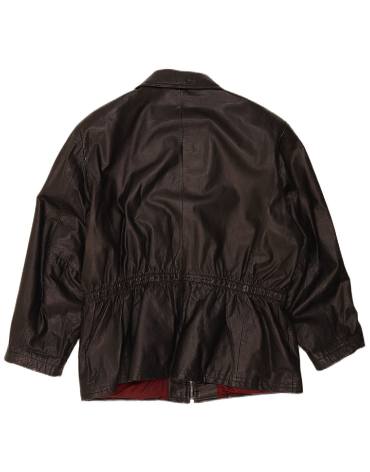 Übergroße Damen-Lederjacke von Yorn, EU 40, mittelschwarzes Leder