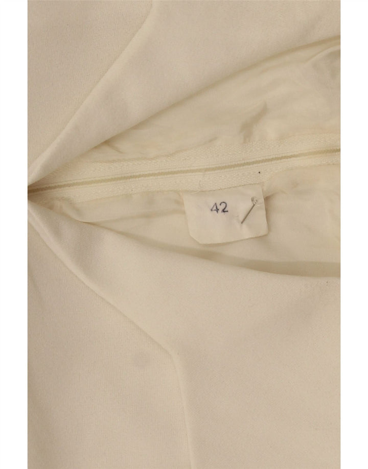 Vintage Damen A-Linie Kleid IT 42 Mittelweißes Blumenmuster aus Polyester