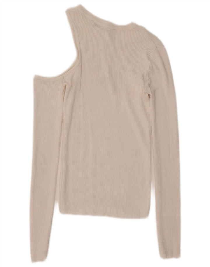 Zara Damen Langarm-One-Shoulder-Oberteil UK 8 Small Weiß