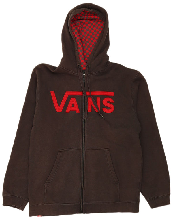 Vans Herren-Kapuzenpullover mit grafischem Reißverschluss, groß, graue Farbblock-Baumwolle