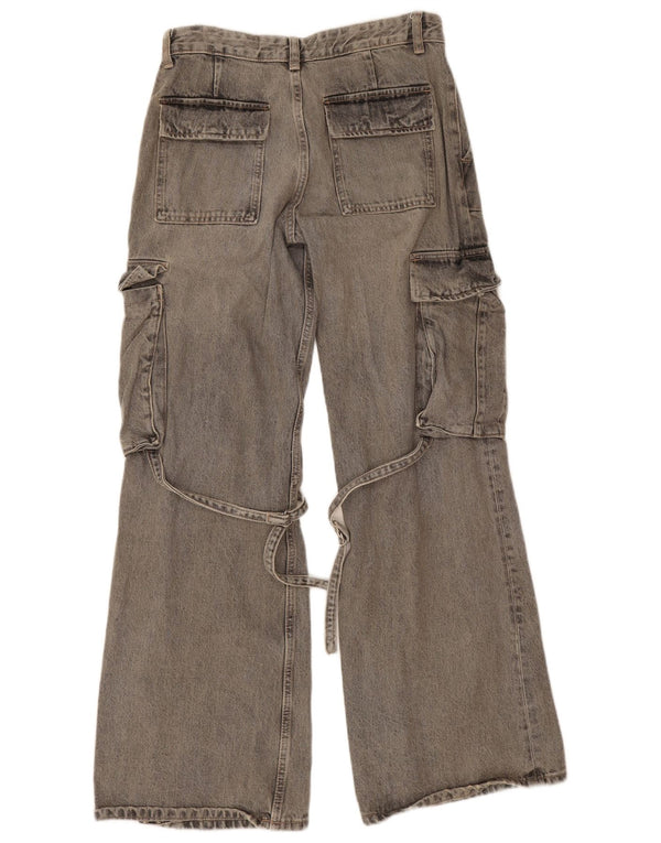 Zara Damen Cargo-Jeans mit weitem Bein, EU 38, klein, W28, L32, blaue Baumwolle