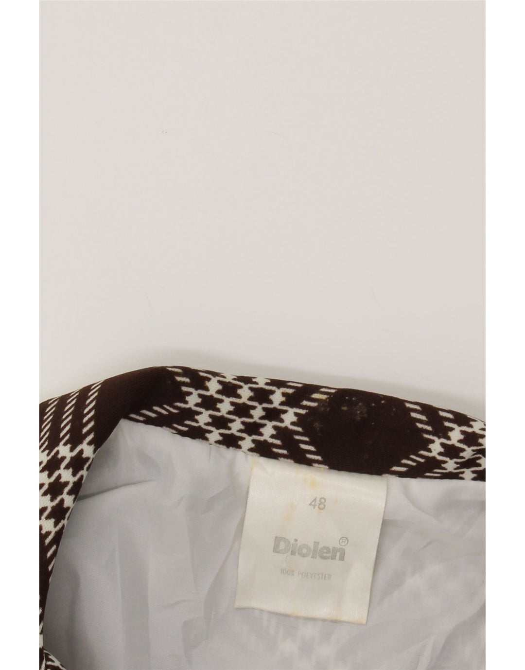 DIOLEN Womens Long Sleeve Basic Dress EU 48 2XL Brown Check Polyester Vintage Diolen and Second-Hand Diolen from Messina Hembry 