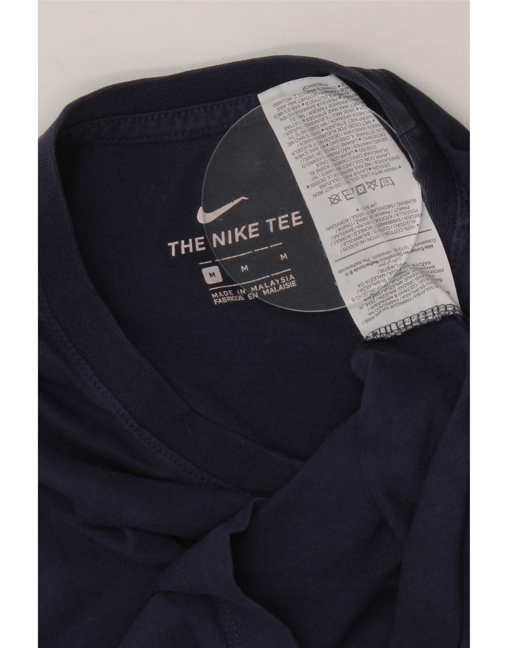 Nike Damen T-Shirt Top UK 14 Medium Marineblau Baumwolle