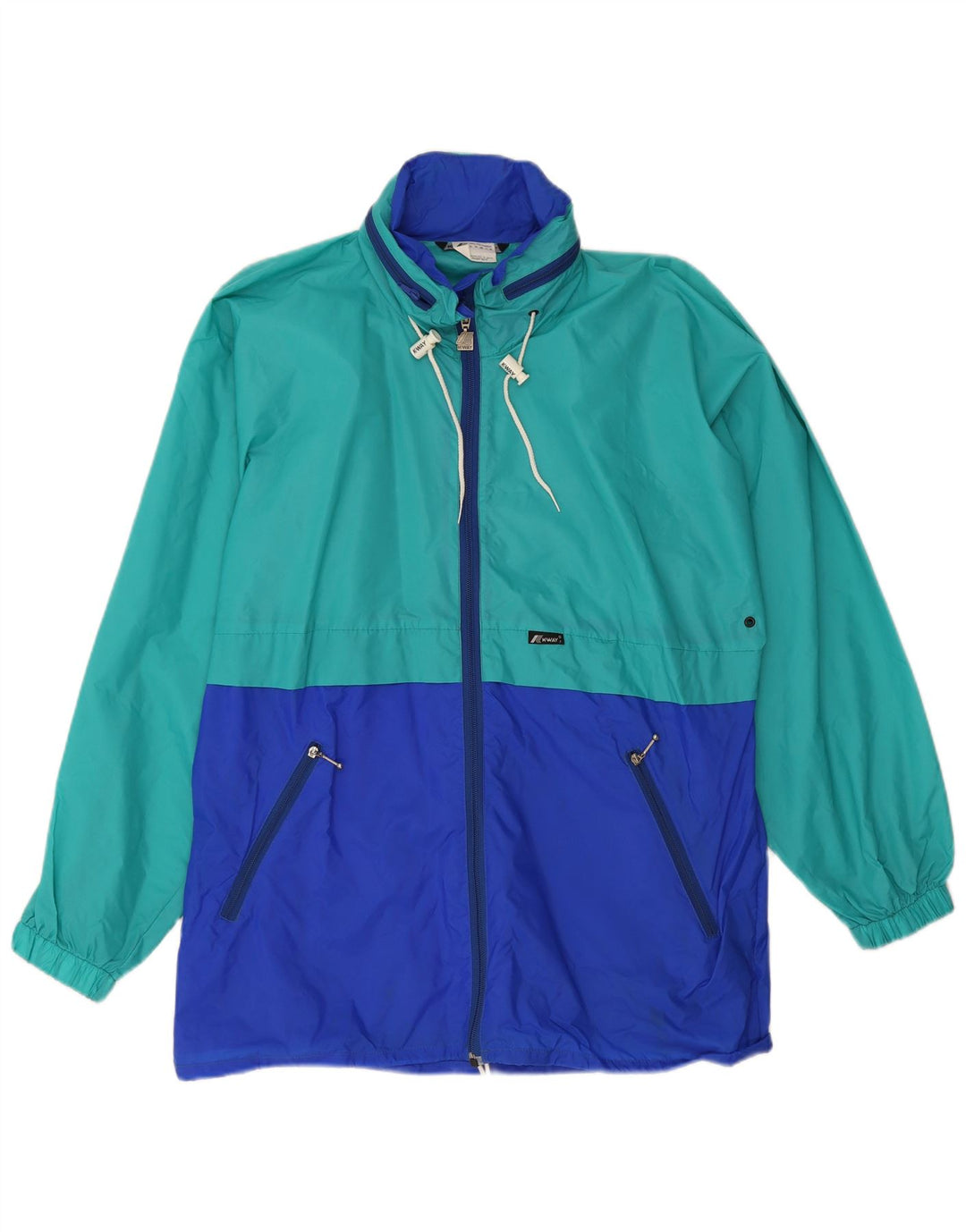 K-Way Herren-Regenjacke mit Kapuze, UK 38, Mittelgrün, Colourblock-Polyamid